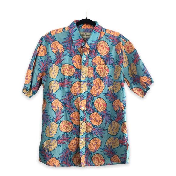 Tipsy Elves Mens Size‎ Large Pineapple Short Sleeve Button Up Short Sleeve Shirt - Picture 1 of 8